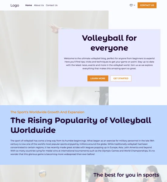 volleyball blog template preview