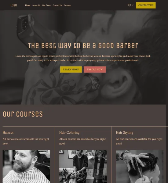 barbering lessons template preview