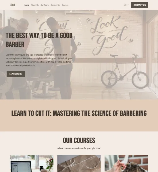 barbering lessons template preview