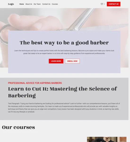 barbering lessons template preview