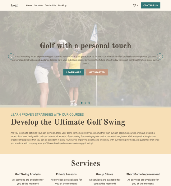 golf coach template preview