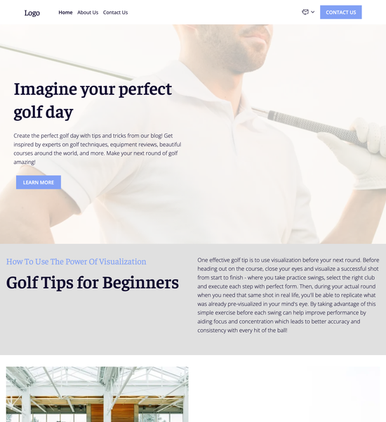 golf blog template preview