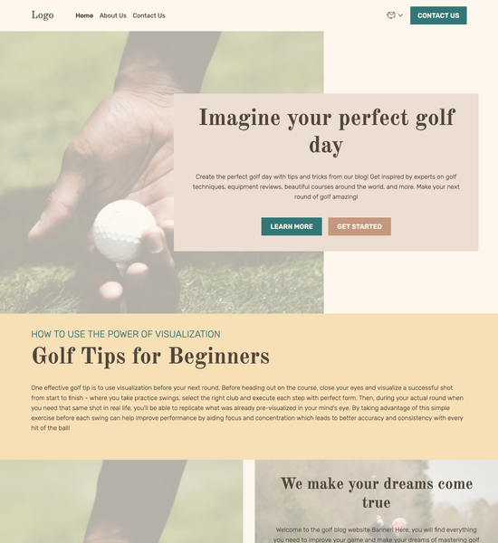 golf blog template preview