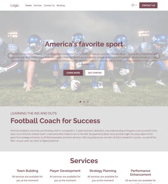 American football coach template preview