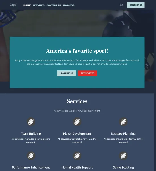 American football coach template preview