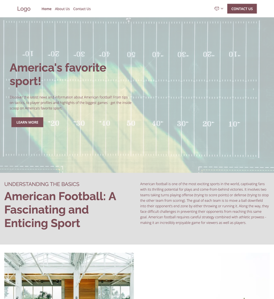 American football blog template preview