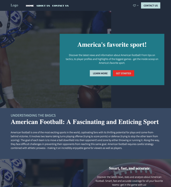 American football blog template preview