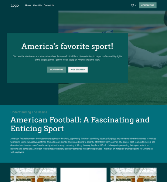 American football blog template preview