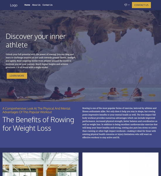 rowing blog template preview