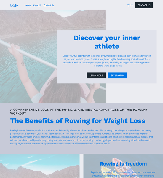 rowing blog template preview