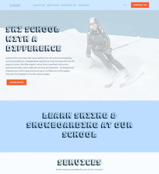 snowboarding & ski school template preview