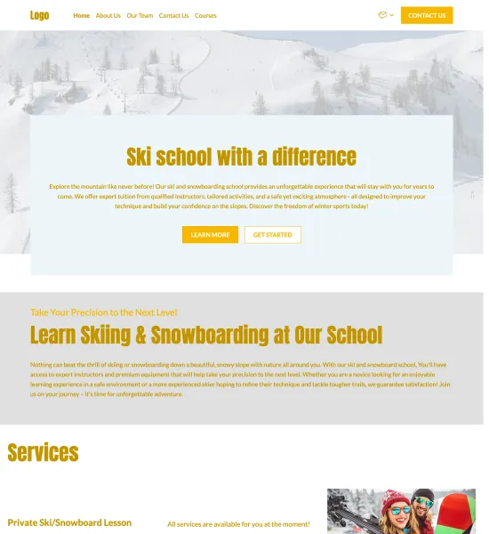 snowboarding & ski school template preview