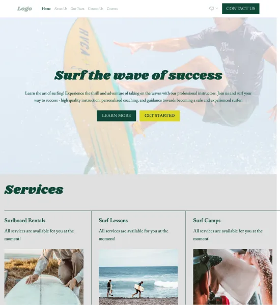 surfing school template preview