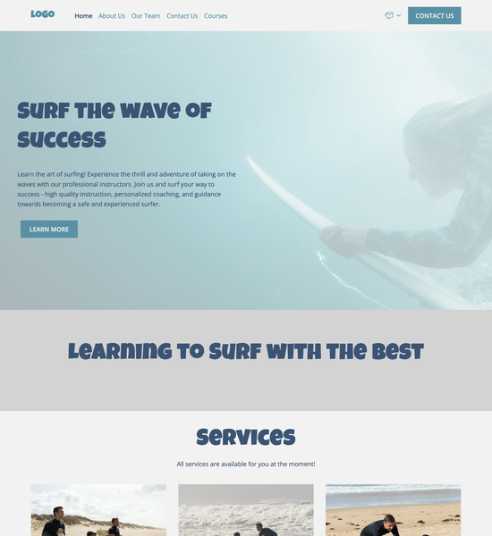 surfing school template preview