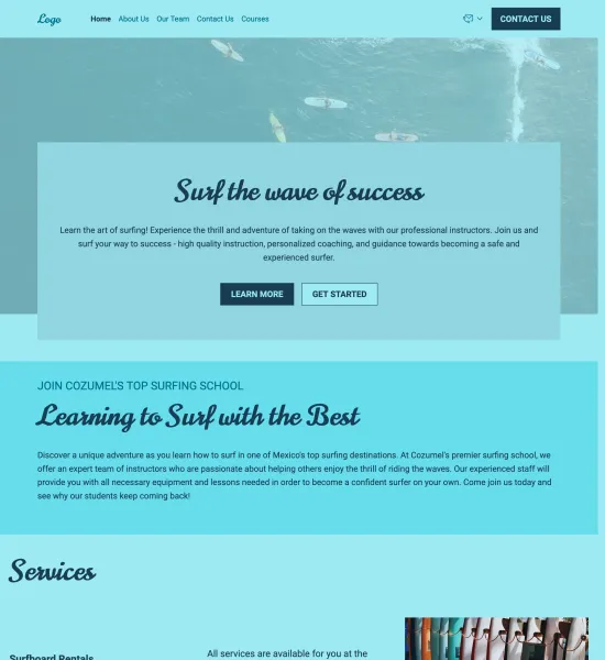 surfing school template preview