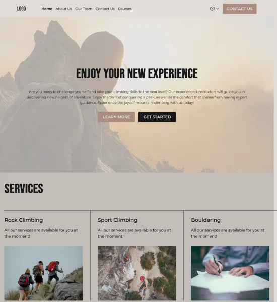 climbing school template preview