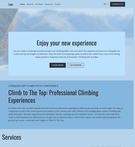 climbing school template preview