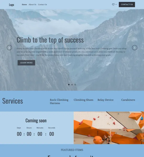 rock climbing equipment shop template preview