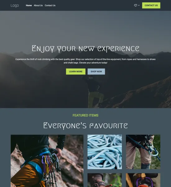 rock climbing equipment shop template preview