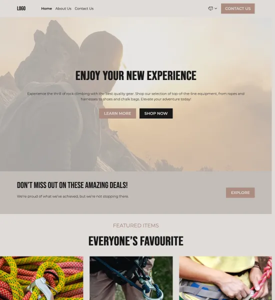 rock climbing equipment shop template preview