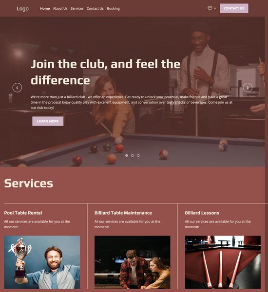 billiard club template preview