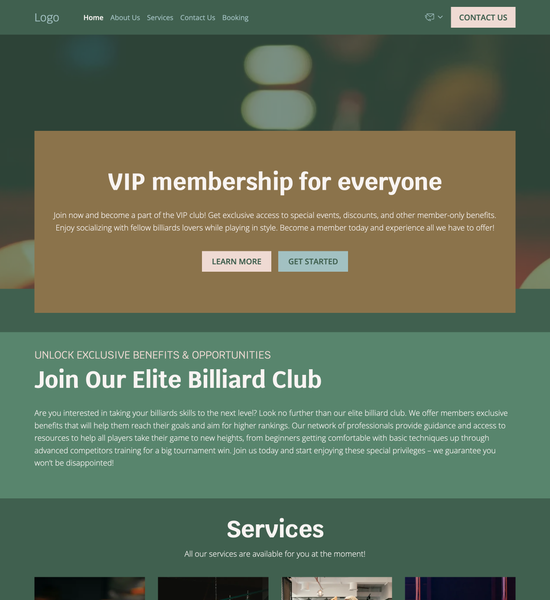 billiard club template preview