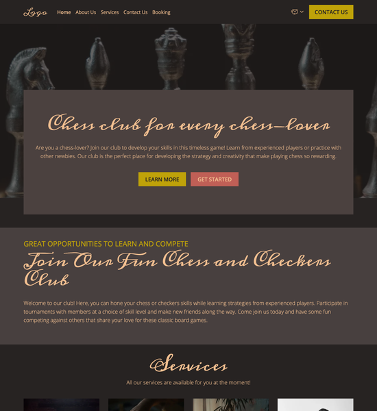 chess and checkers club template preview