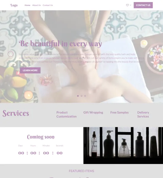 Bath body products store Website Template