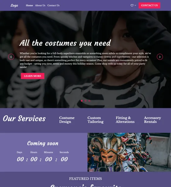 costume rental store template preview