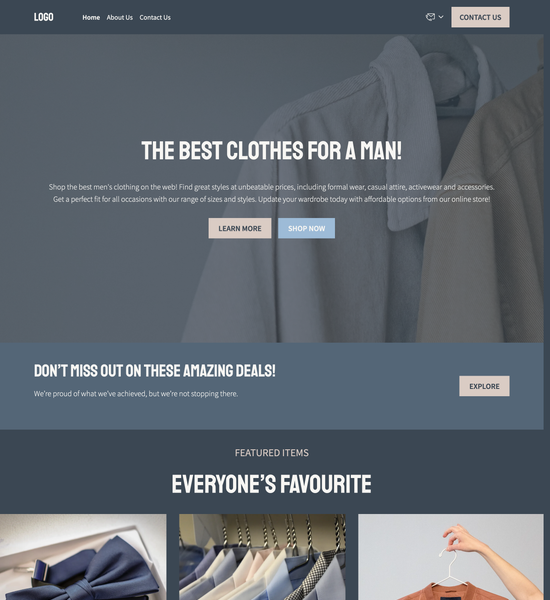 men's clothes store template preview