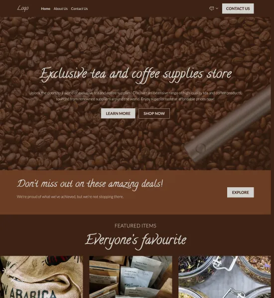 tea & coffee supplies store template preview