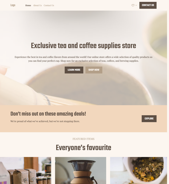 coffee store template preview