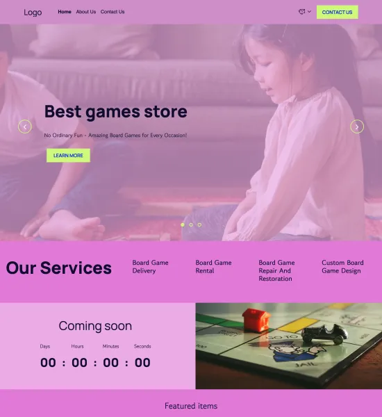 board games store template preview