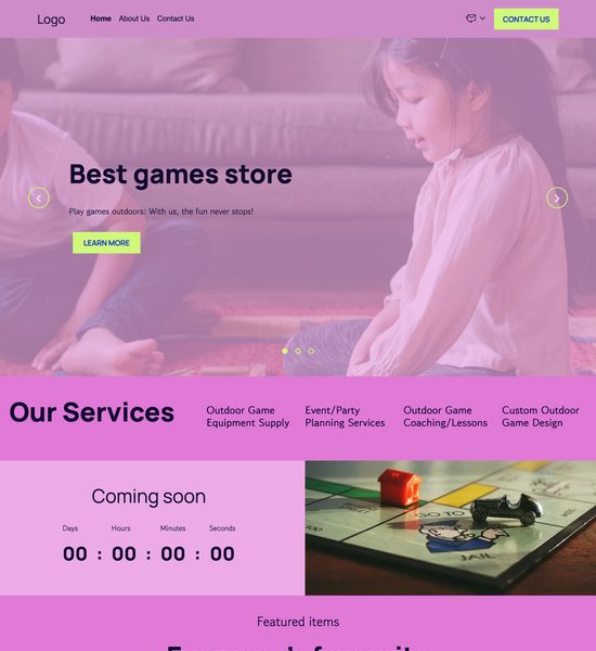 outdoor games store template preview