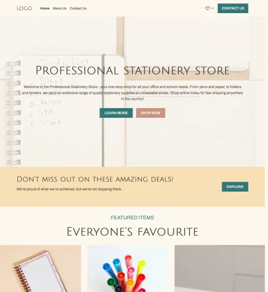 stationery store template preview