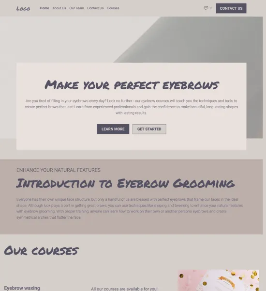 eyebrow courses template preview