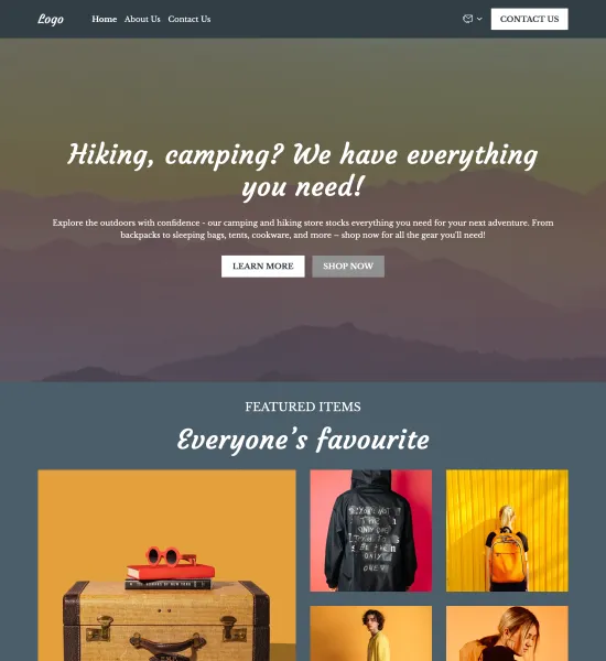 camping equipment store template preview