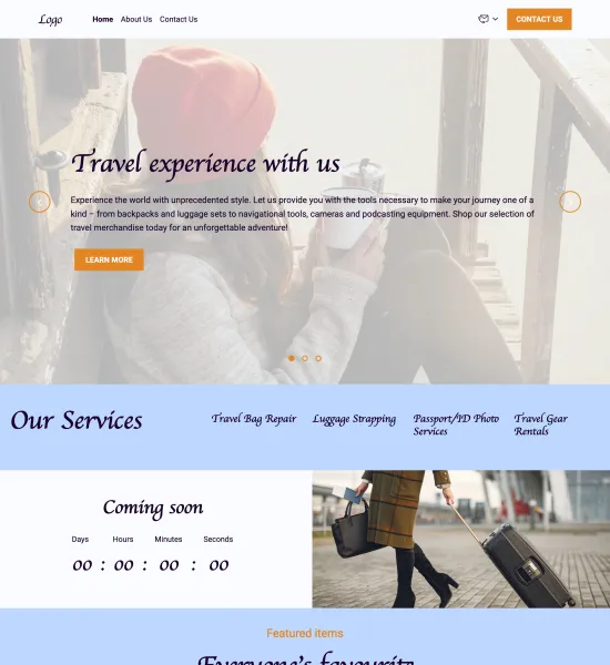 travel equipment store template preview