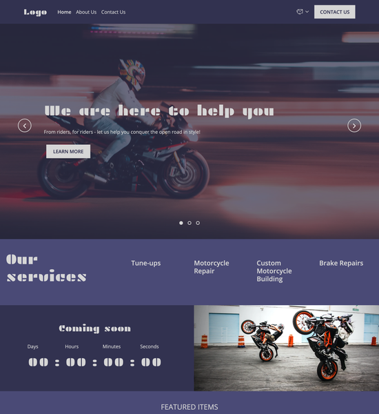 motorcycle store template preview