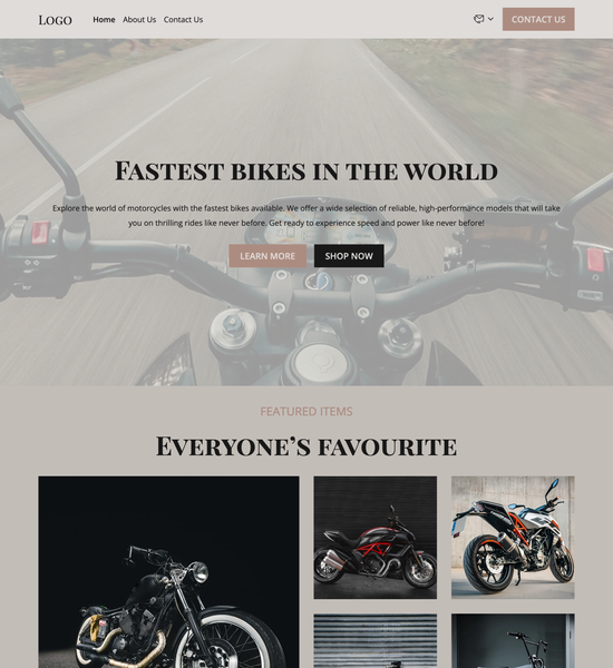 motorcycle store template preview