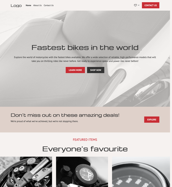 motorcycle store template preview