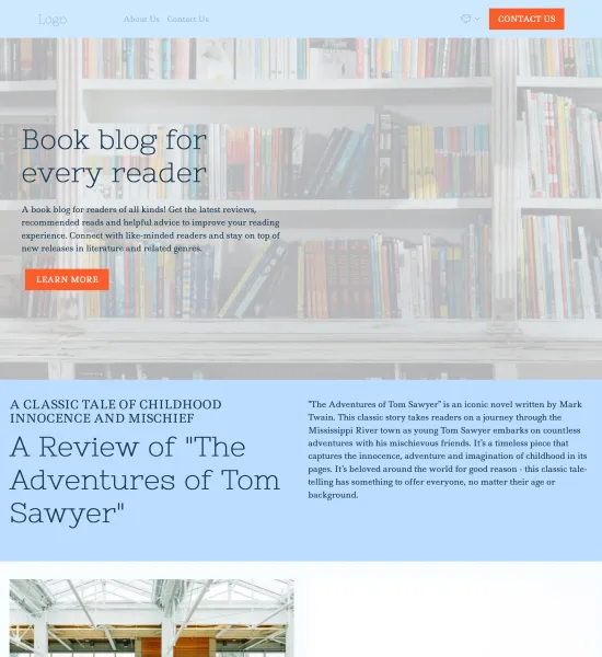 book blog template preview