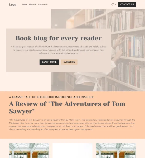 book blog template preview