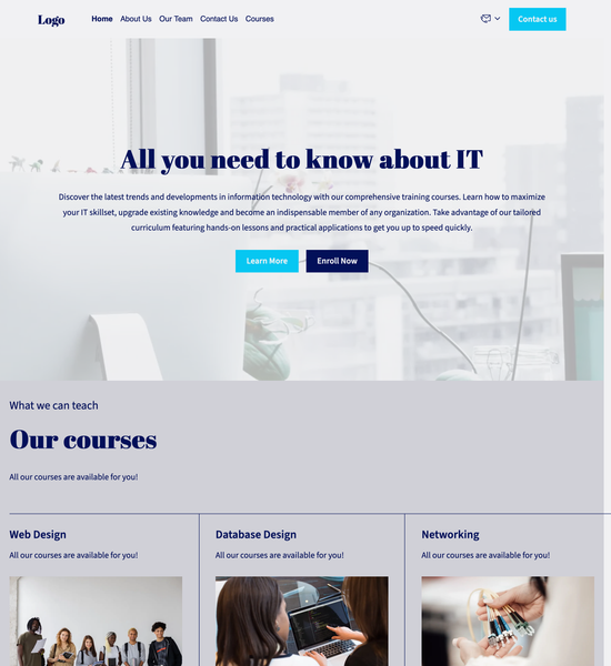 IT training school template preview