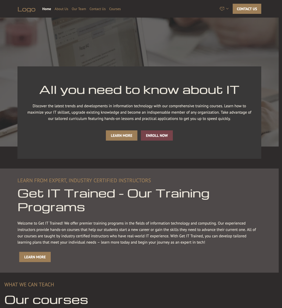 IT training school template preview