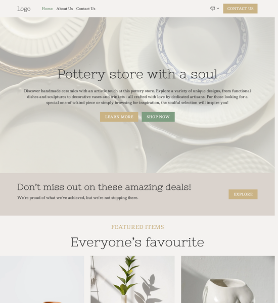 pottery store template preview