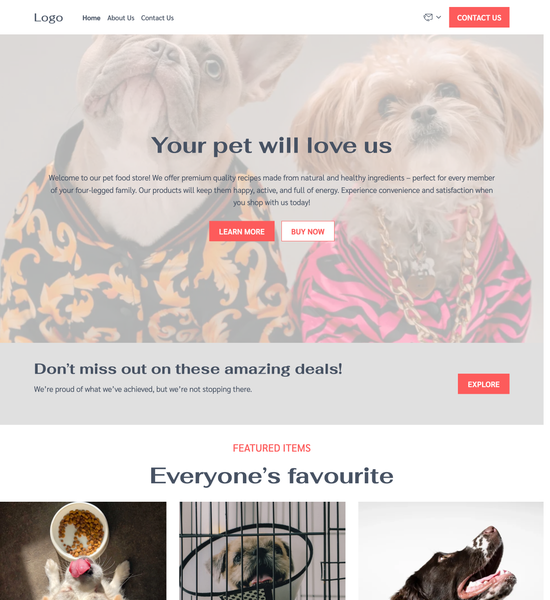 pet food store template preview