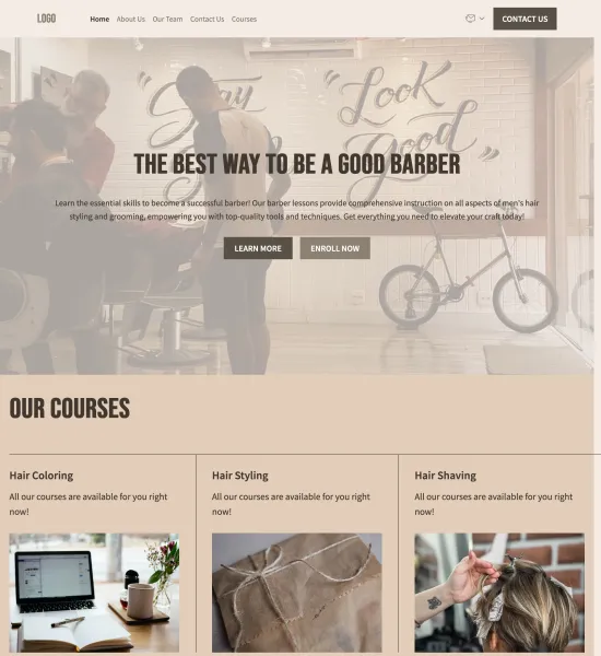 barber lessons template preview