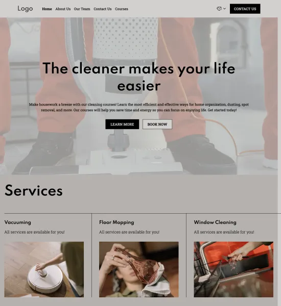 cleaning courses template preview