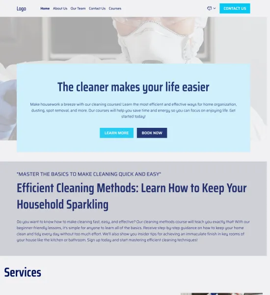 cleaning courses template preview